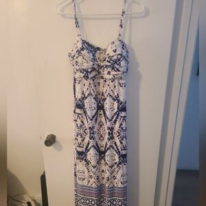 Soma Blue and White Patterned Maxi Dress